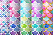 Watercolor mermaid scales patterns, a Pattern Graphic by Vavavka (Thumbnail 8 of 8)