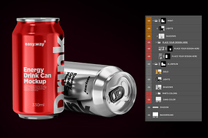 330ml Aluminum Cans PSD Mockup