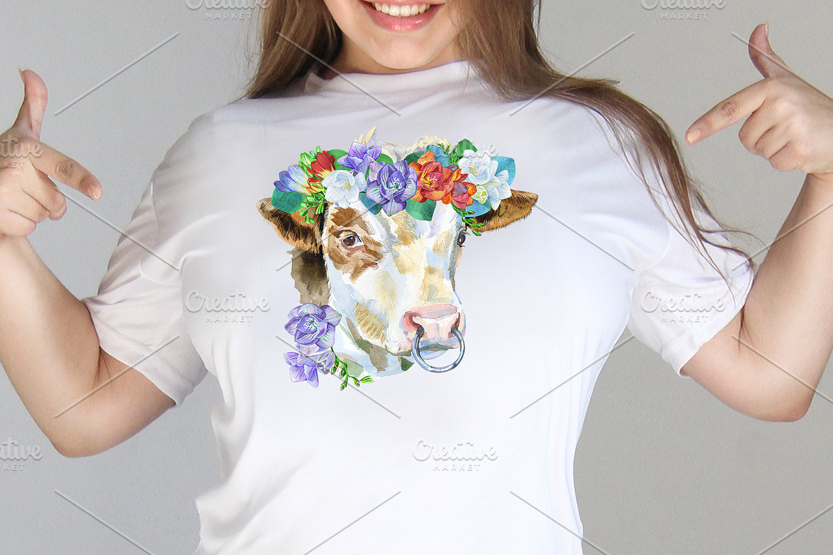 Watercolor white bull, an Animal Illustration by Watercolor fantasy (Photo 2 of 5)