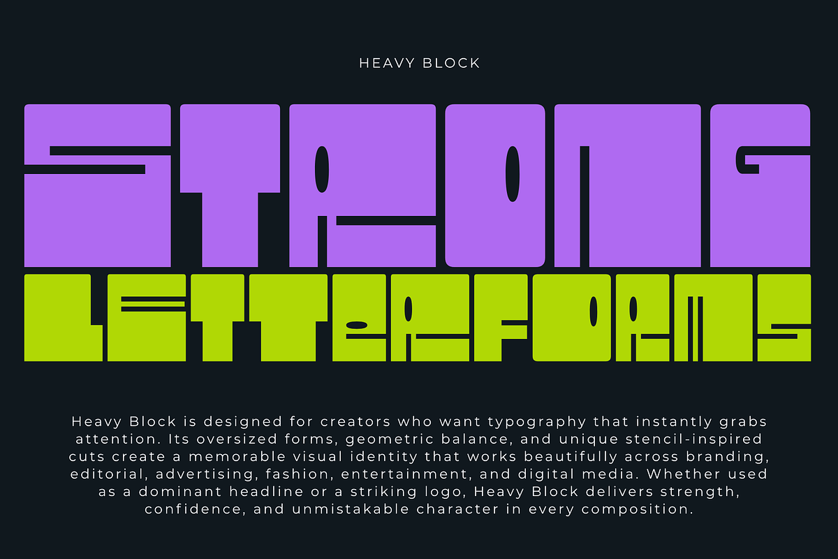 Heavy Block - A Chunky Display Font, a Sans Serif Font by Ainun Jinan (Photo 2 of 10)
