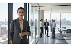 Female leadership figure guiding, a Business Photo by Igor Tichonow