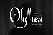 Olythea - Black Calligraphy Font, a Blackletter Font by Flawless And Co (Thumbnail 1 of 10)