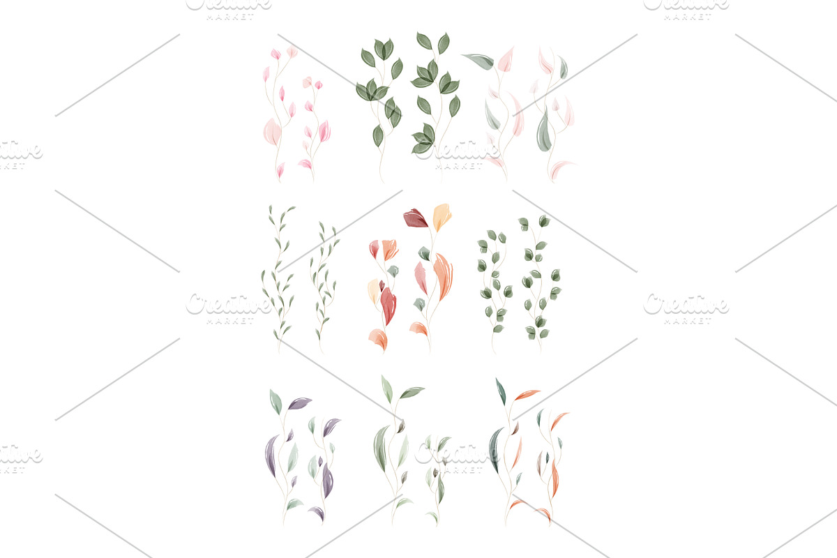 Watercolor leaves diverse artistic, an Object Illustration by okskukuruza