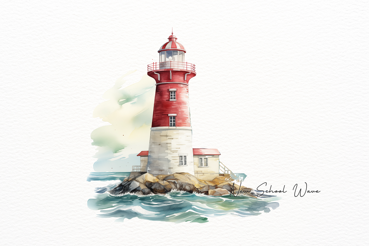 Watercolor Lighthouse and Seagulls, an Object Illustration by New-School-Wave (Photo 2 of 5)
