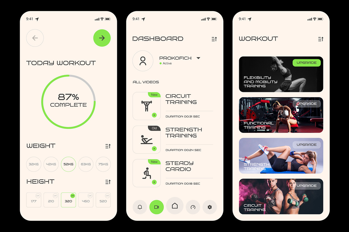 Gym Fitness Mobile Application, an UI Kit Template by CreativeShaper (Photo 5 of 6)