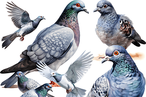 Watercolor Pigeon Clipart