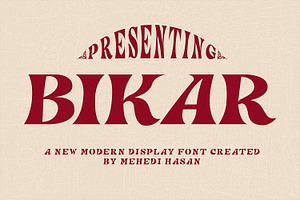 BIKAR – Modern Vintage Display Font, a Font by Mehedi Hasan
