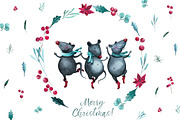 Christmas Mouse and flowers, an Illustration by YuliaBiser (Thumbnail 1 of 11)