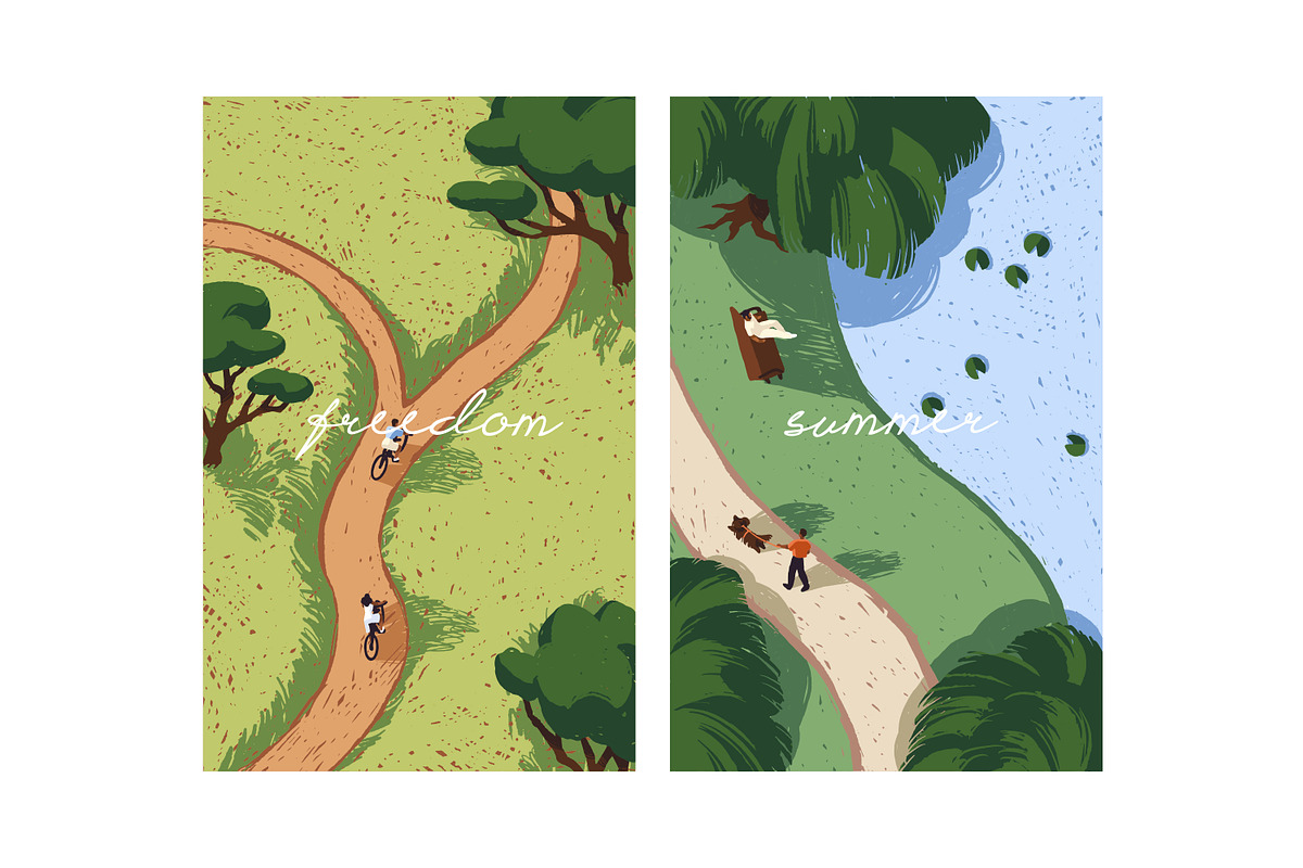 People have picnic in nature cards, a Seasonal Illustration by PaperTrident (Photo 2 of 5)