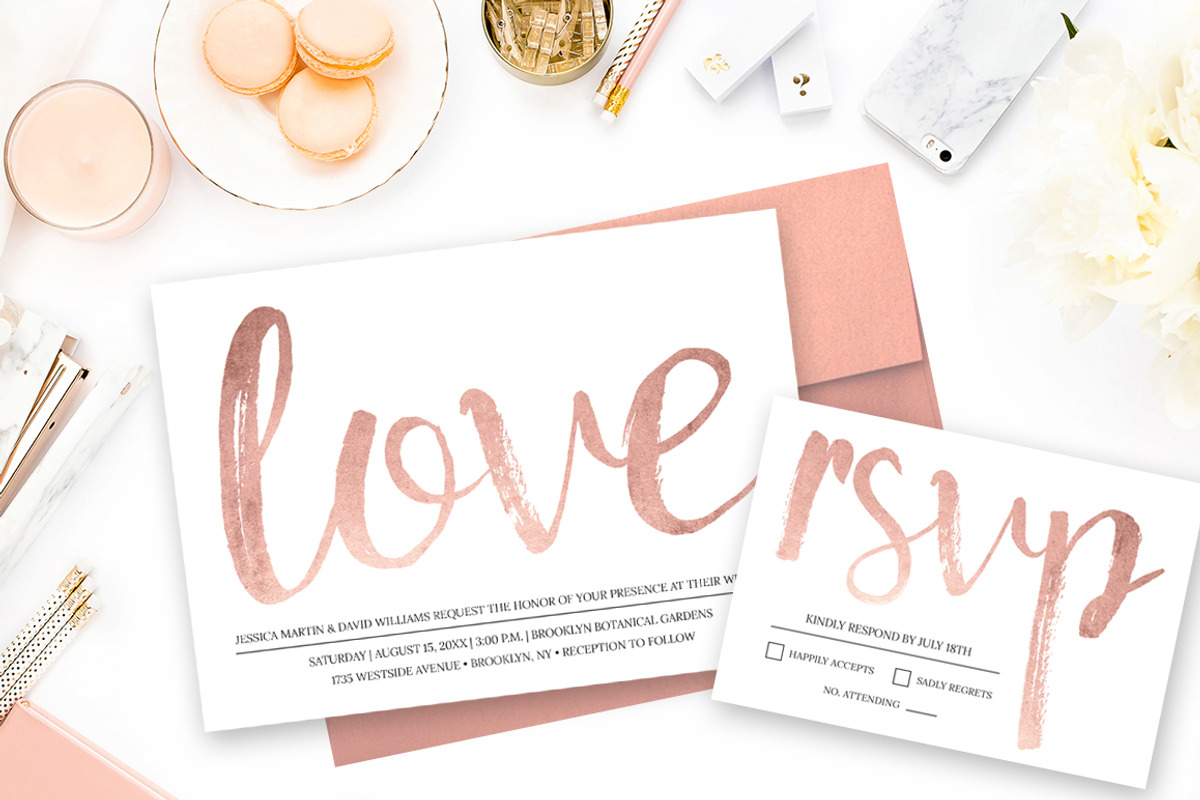 Rose Gold Wedding, an Invitation Template by Charming Ink (Photo 1 of 5)