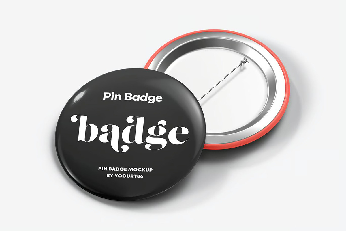 Pin Badge Mock-up, a Merchandise Mockup by zippypixelstudio (Photo 5 of 16)