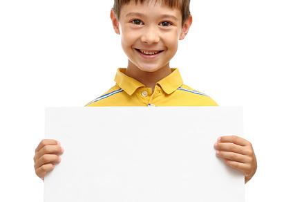 Child holding blank poster preview 6