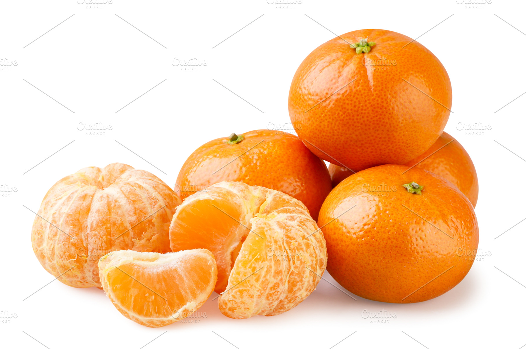 Pile of tangerines and a peeled on a, a Food & Drink Photo by innakreativ