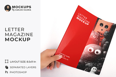 Letter Magazine Cover in Hand Mockup