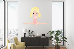 Girls Gymnastics Cute Clipart/ 3