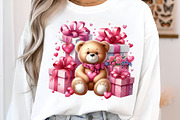 Watercolor Valentines Teddy Bear PNG, an Illustration by SinaCreation (Thumbnail 5 of 11)