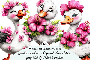 whimsical summer goose clipart, an Illustration by GatewayDesign