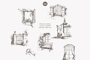 vintage clipart french chateau set, a Decorative Illustration by Patishop Art (Thumbnail 5 of 10)