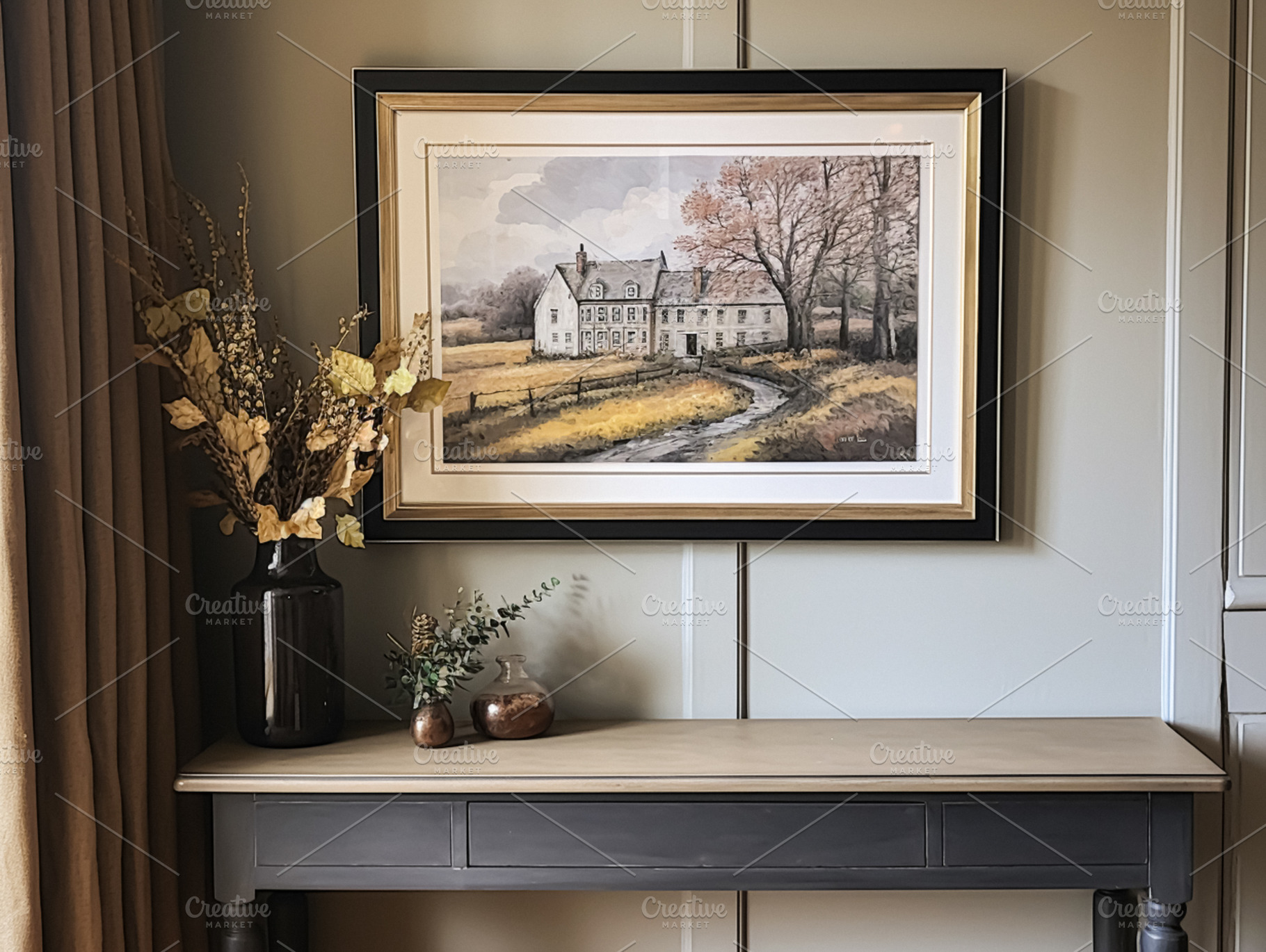 Artwork in a frame in the English countryside style, art and hom, a Photo by Studio ANNA