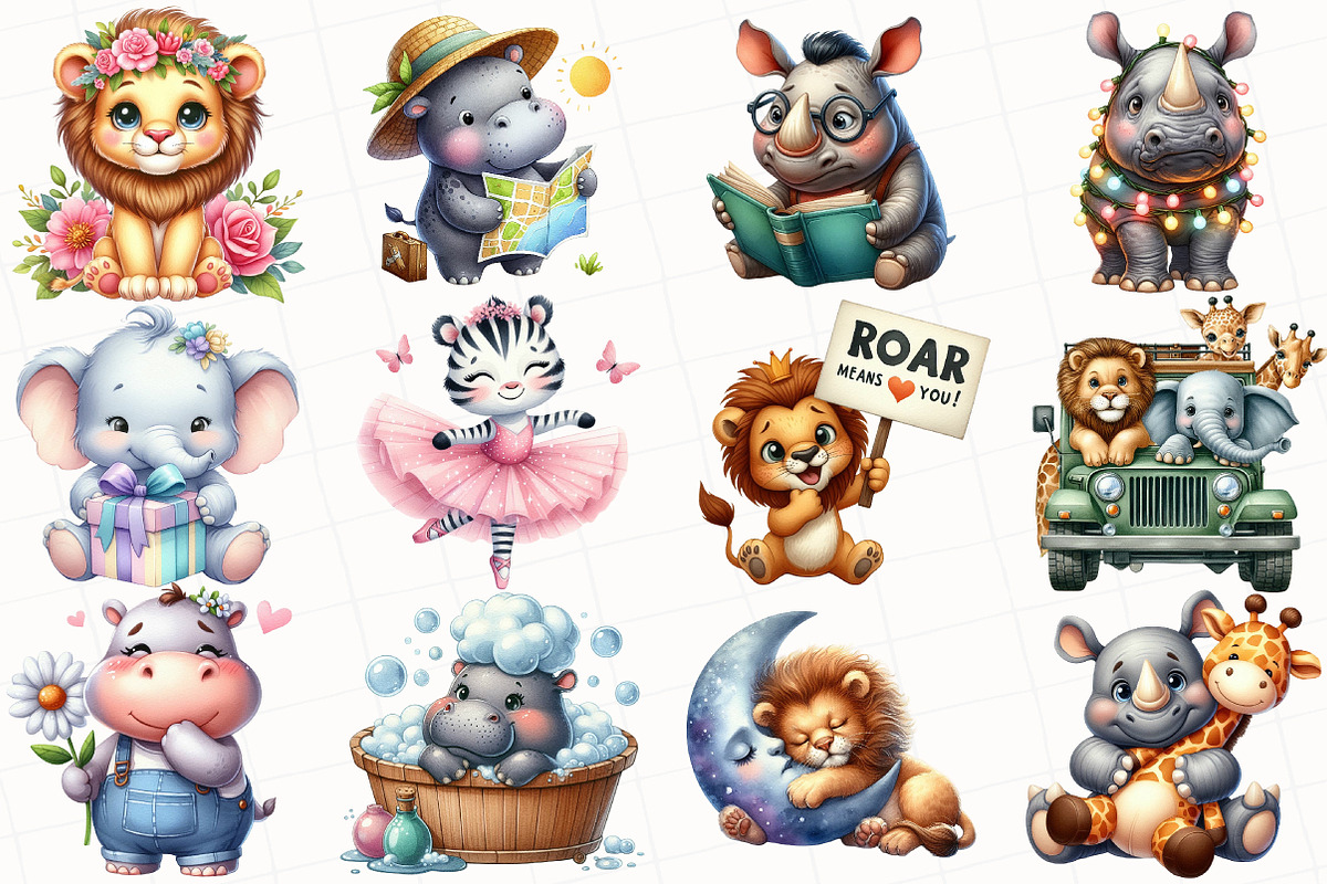 Watercolor Safari Animal Clipart, an Illustration by OK Design (Photo 5 of 5)