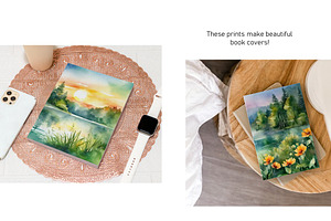 Watercolor Lake Landscapes Set 2