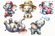 Cute Elephant Sublimation Clipart, an Illustration by OK Design (Thumbnail 2 of 5)