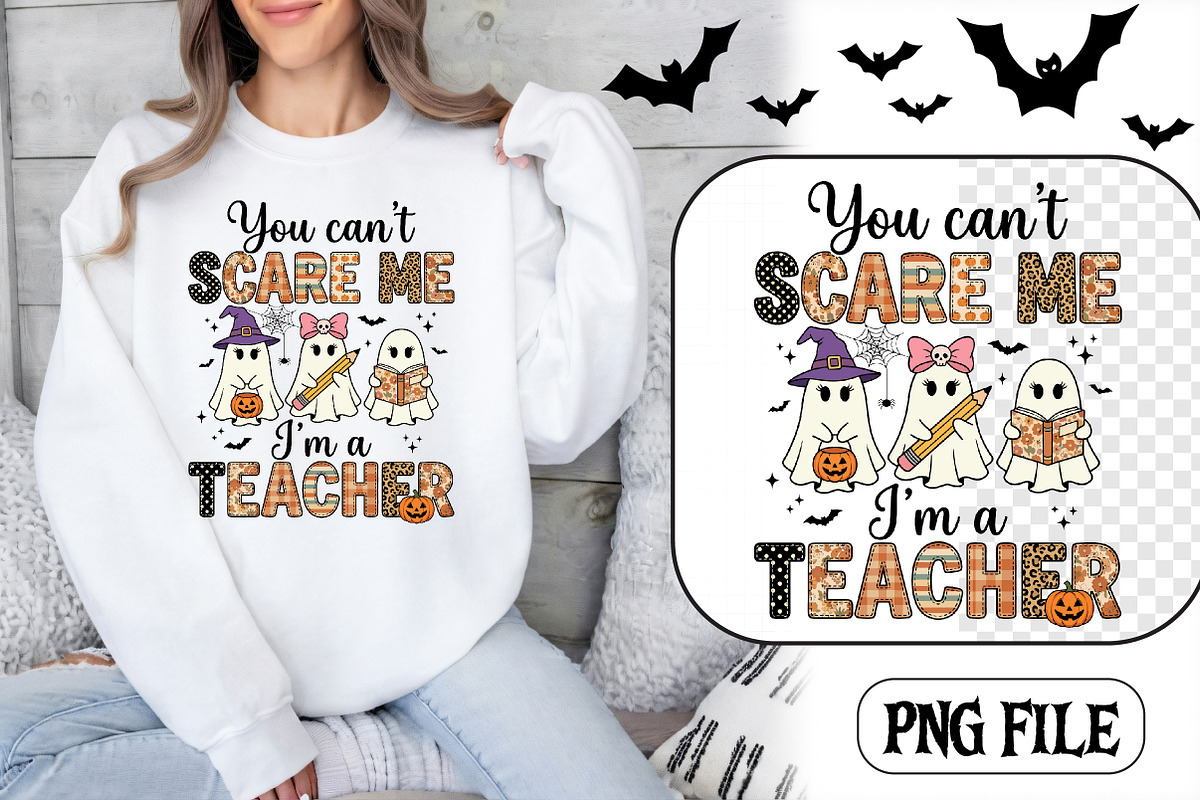 Spooky Teacher Halloween PNG Art, a Seasonal Illustration by CrexoraLab (Photo 1 of 4)