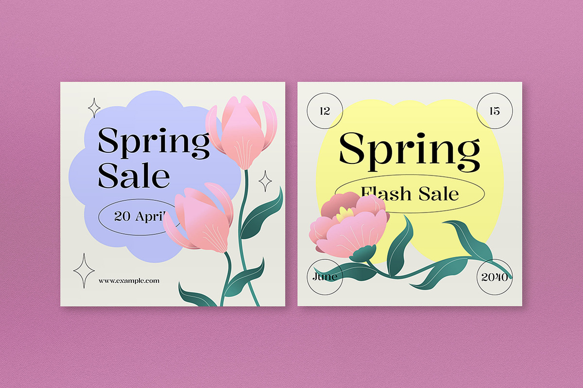 Pink Floral Spring Square Banner, an UI Kit Template by graphicook (Photo 2 of 5)