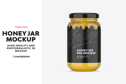 Honey Jar Mockup, a Product Mockup by UnicDesign