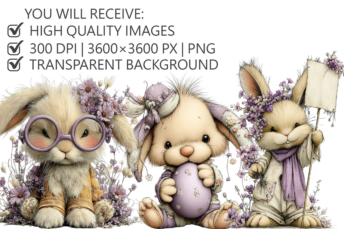 Whimsical Bunny Clipart, an Illustration by Pixels.Craft (Photo 2 of 5)