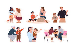 Parents support, talk to kids set, a Person Illustration by PaperTrident