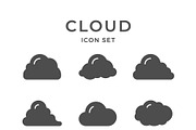 Set glyph icons of cloud, a Solid Icon by motorama (Thumbnail 1 of 2)