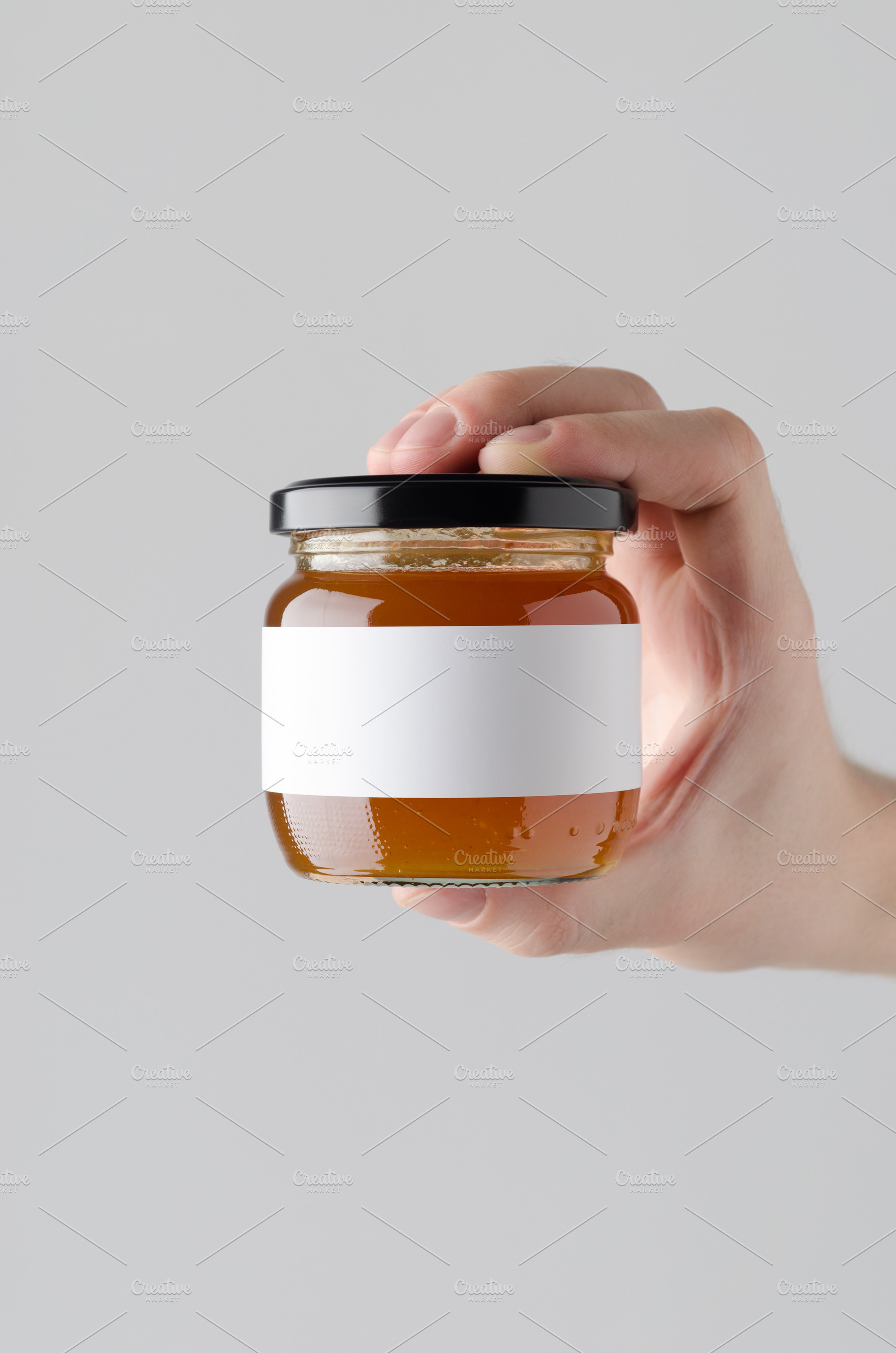 Apricot jam jar mockup JPEG, a Food & Drink Photo by Shablon