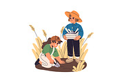 Happy, cute children farmers set, a Person Illustration by PaperTrident (Thumbnail 4 of 9)