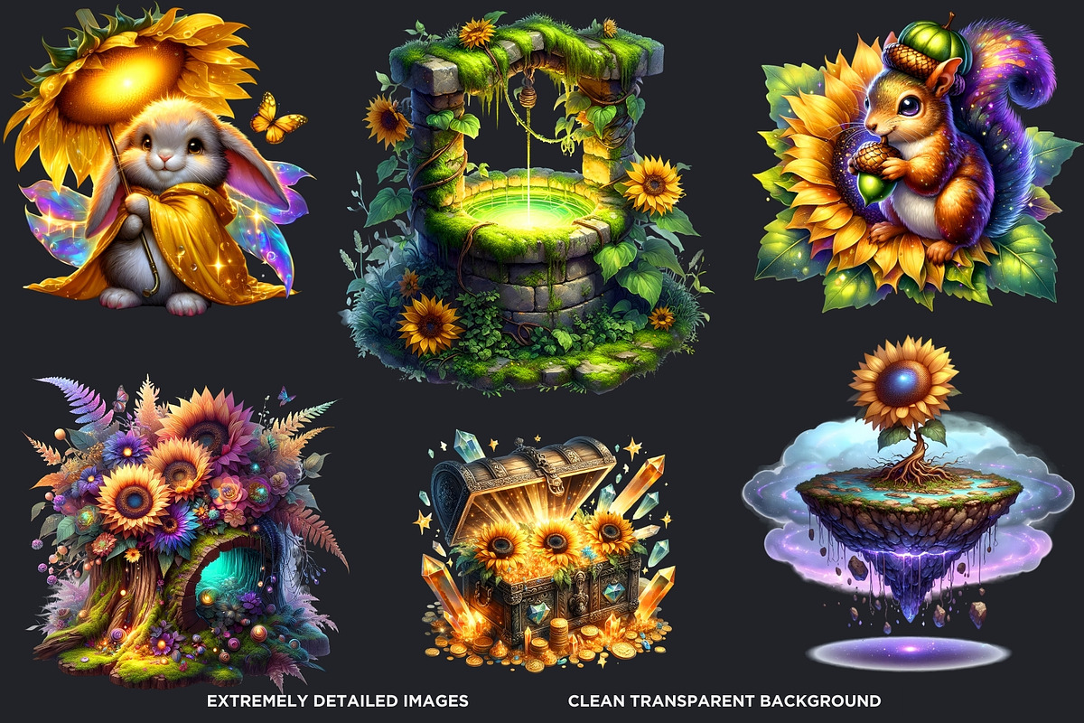 Enchanted Woodland & Sunflowers Set, a Seasonal Illustration by ThatsDesignArt (Photo 3 of 10)