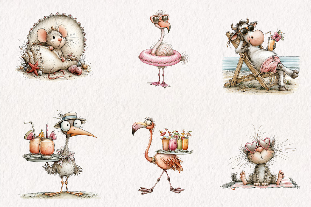 Quirky Beach Animals PNG Clipart, a Seasonal Illustration by CreationArt (Photo 4 of 7)