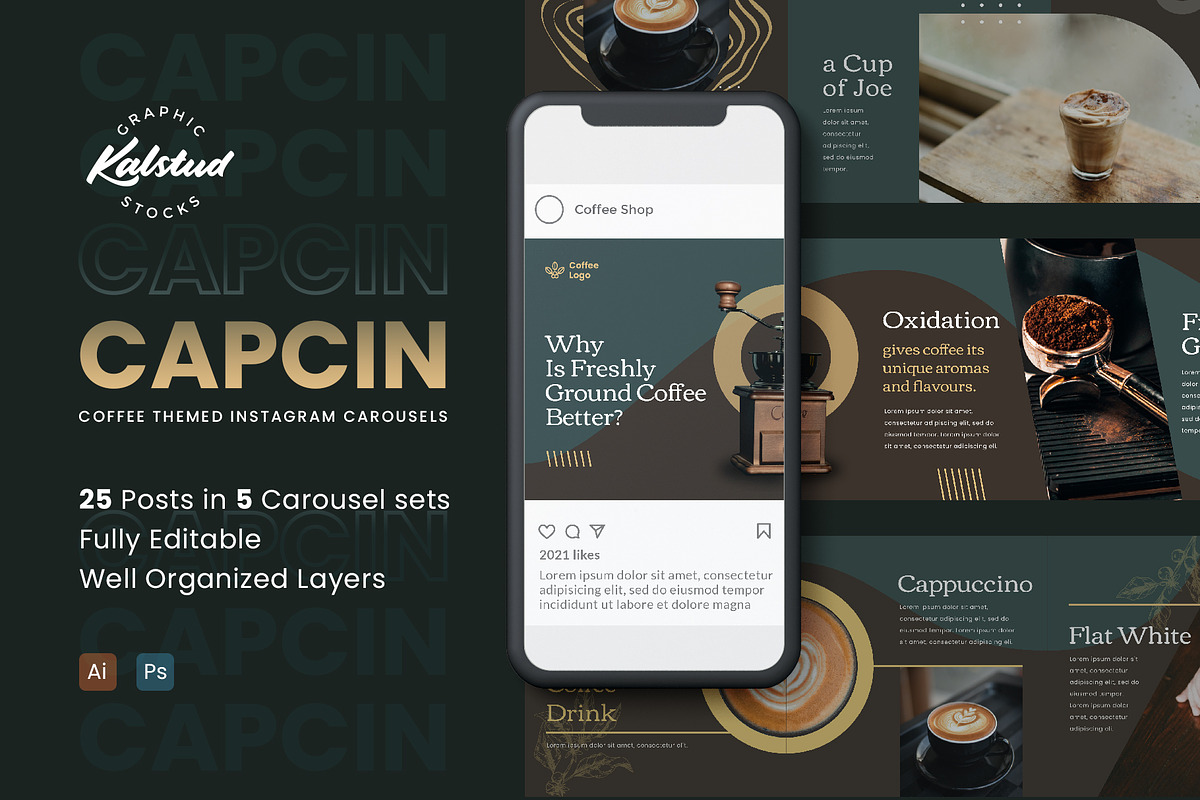 CAPCIN - Coffee Carousel Template, a Social Media Template by Kalstud (Photo 1 of 4)
