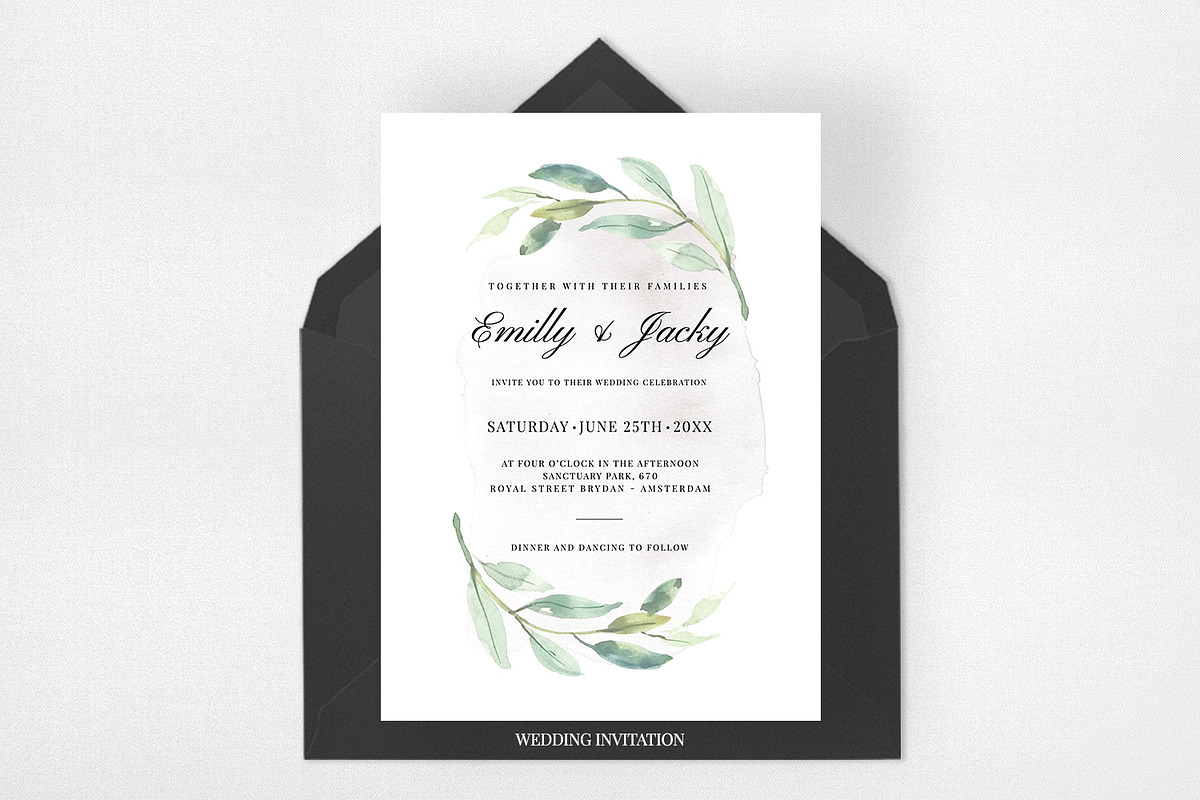 Modern Foliage Wedding Suite, an Invitation Template by Azka Creative (Photo 2 of 5)