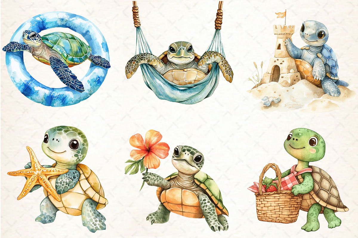 Summer Turtle Sublimation Clipart, an Illustration by Libby Wishes (Photo 7 of 7)
