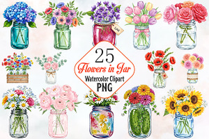 Flowers in Jar Sublimation Clipart, an Illustration by RobertsArt
