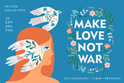 MAKE LOVE, NOT WAR vector collection, an Animal Illustration by Nadia Grapes (Thumbnail 1 of 12)
