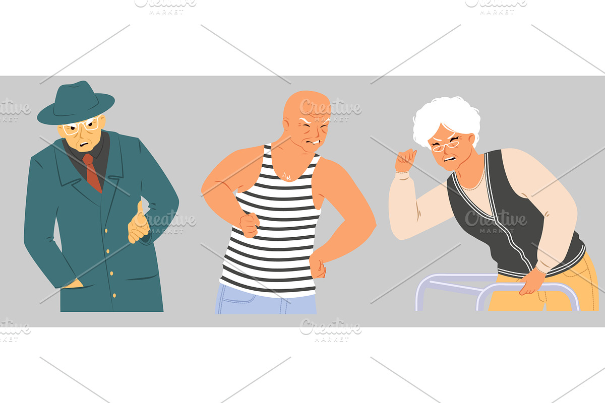 Three elderly individuals display, a Texture Illustration by SiberianArt