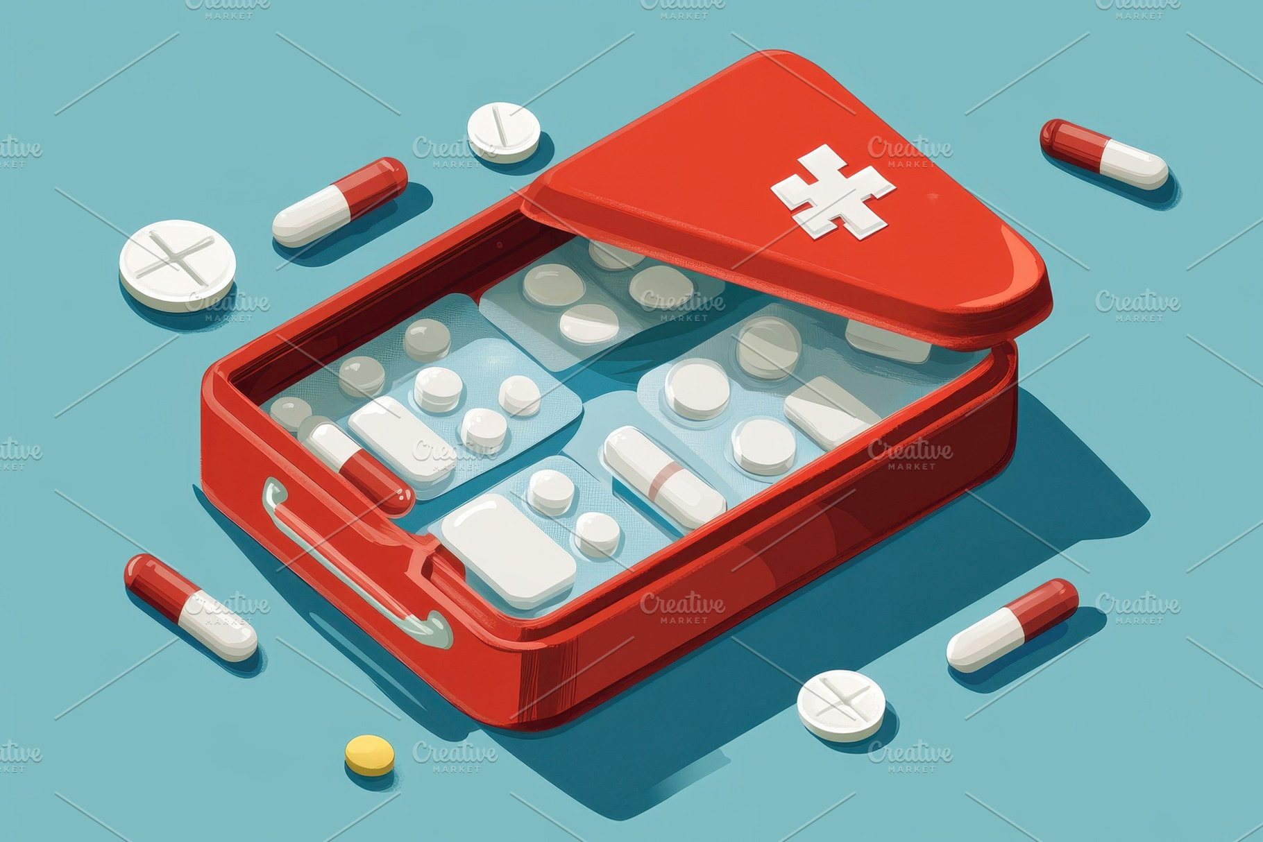 Red first aid kit, a Photo by Pavel_design