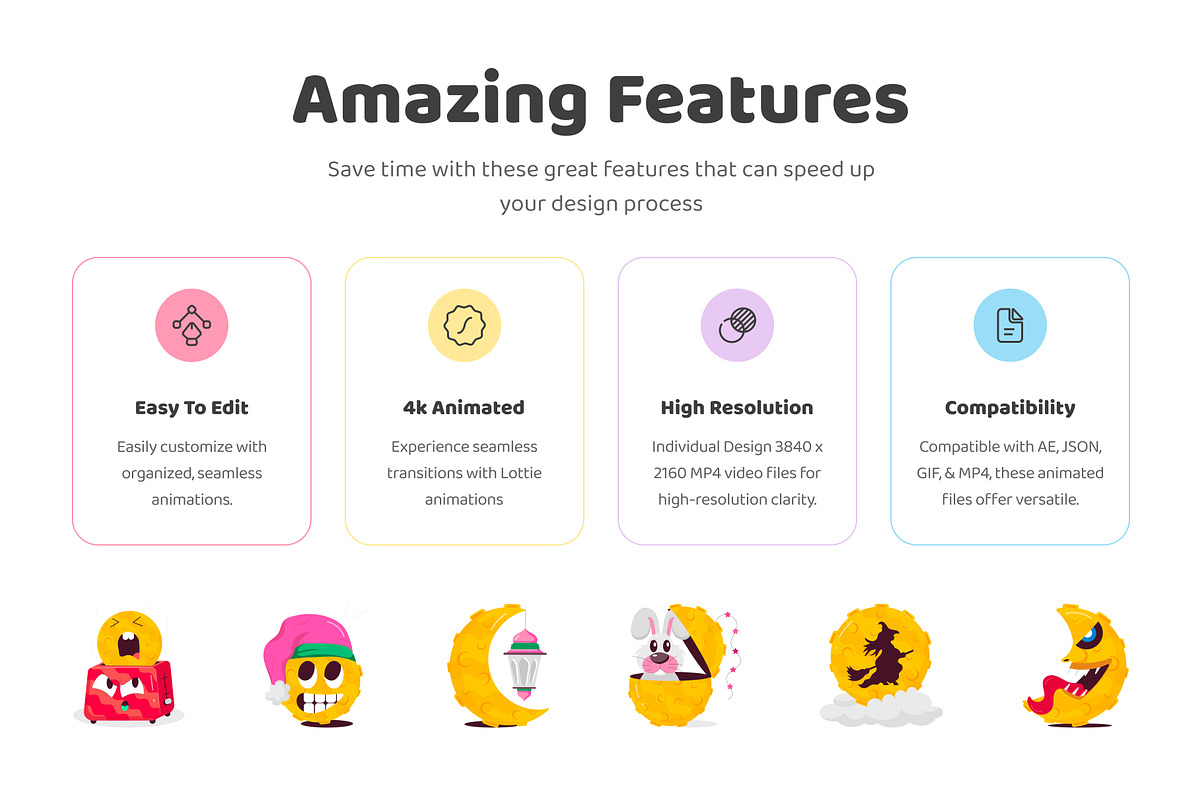 Animated Moon Stickers Set, an Emoji Icon by Vectors Market (Photo 2 of 3)