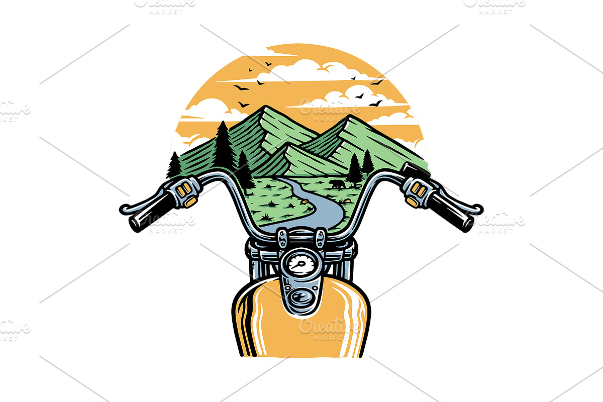 Adventure of a rider in the mountain, a Transportation Illustration by gunaonedesign (Photo 1 of 5)
