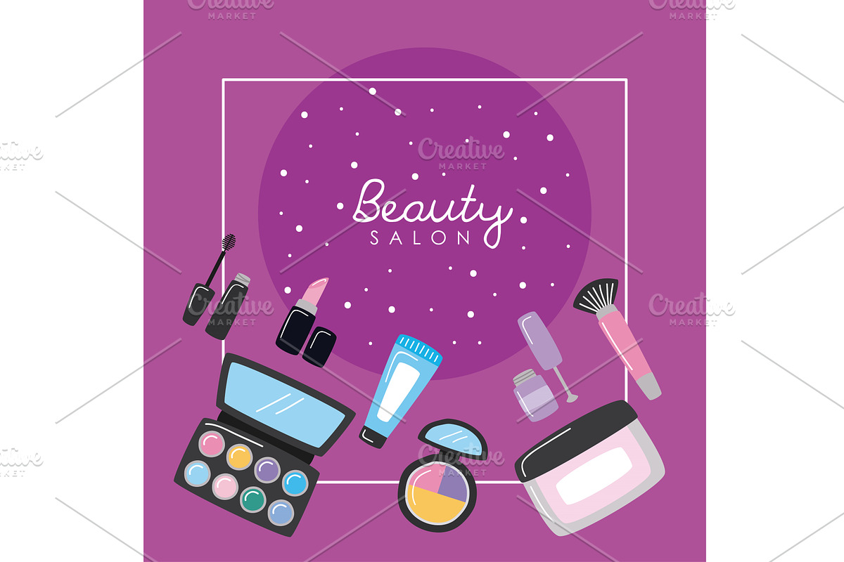 beauty salon square frame, an Object Illustration by studiogstock