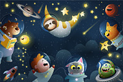 Space Kids Astronaut Dream Bundle, an Animal Illustration by Popmarleo Shop (Thumbnail 5 of 19)