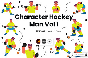 Character Hockey Man Vol 1 Doodle, a Sport Illustration by SLAB! Design