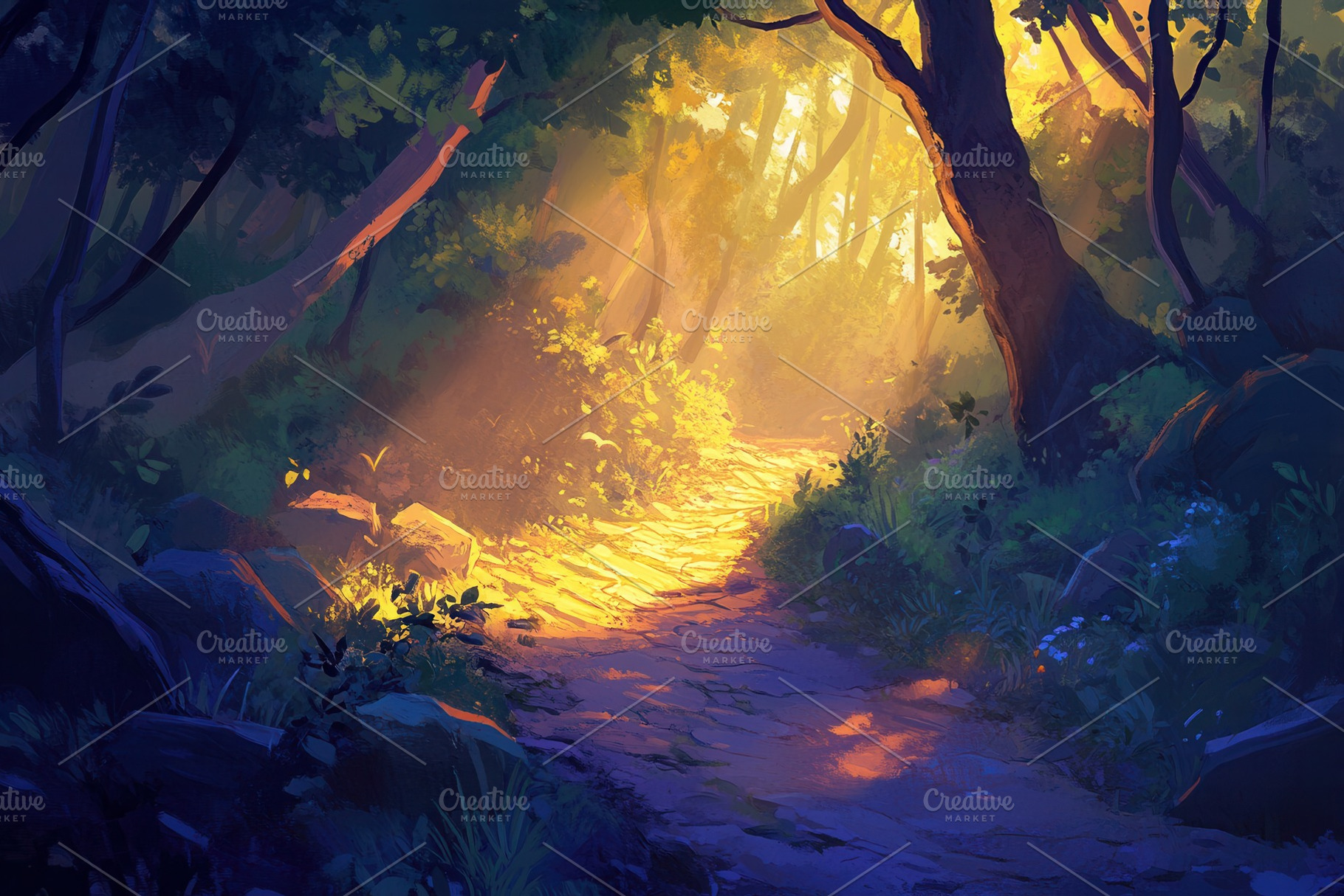 Sunlight streams through the trees, a Photo by Pavel_design