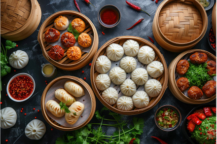 Rich Bao bun pork cuisine. Generate, a Food & Drink Photo by Ylivdesign
